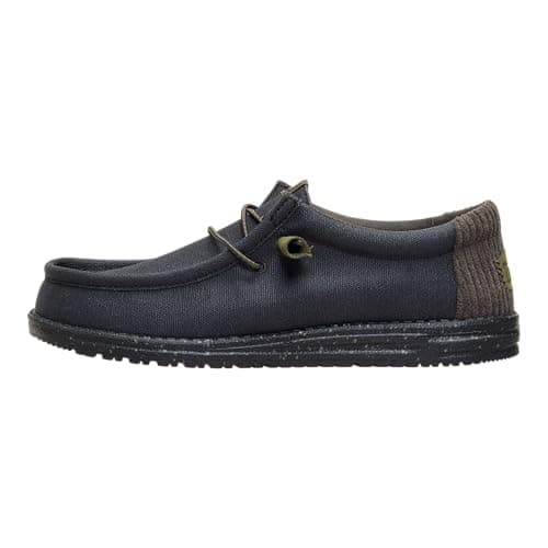 Image of HEYDUDE - Men's Wally Waxed Casual Black - Slip-On Shoes - Loafer Style - 9 UK