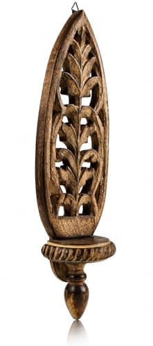 Image of Handmade Unique Decorative Wooden Candle Holder Wall Sconce Tea Light Holder Wall Hanging Lamp Rustic Vintage Victorian Mid-Century Style Wall Mounted For Living Room Bedroom Hallway Home Decor