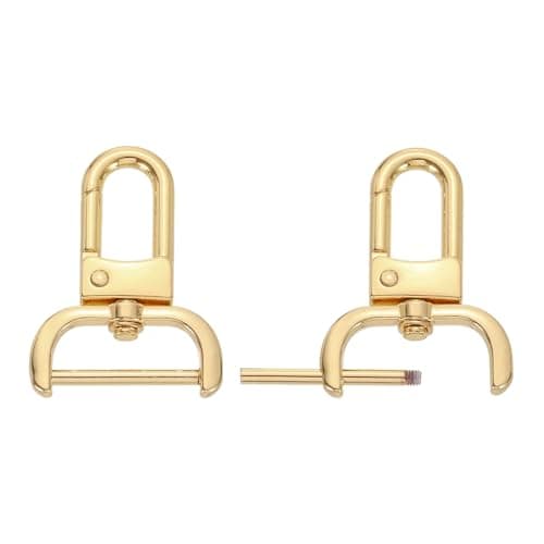 Image of sourcing map 2Pcs Snap Hook Swivel Clasp, 25mm(1 Inch) Detachable D-Rings Lobster Clasps, Bag Strap Replacement for Purse Handbags Keychain, Light Gold