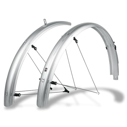 Image of SKS GERMANY BLUEMELS Basic 27.5-29 Inch 65 mm Silver Set Mudguard Set, Bicycle Accessories (Robust Sandwich Construction, ASR Safety System, V-Struts with Fixed Bridges), Silver