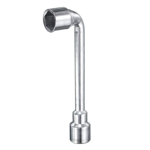 Image of sourcing map L Shaped Angled Hex Socket Wrench 24mm 45# Steel Double Ended Metric 6 Point Tubular Socket Spanner for General Repairing, Pipeline, Bicycle Car Maintenance
