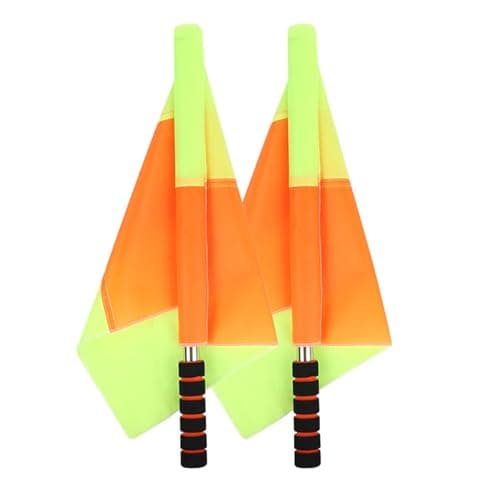 Image of Reicyfang 2Pcs Linesman Flag with Carry Bag, Referee Flags Premier Football Training Border Flag Set, Stainless Steel Pole Waterproof Cloth Sponge Handle, Essential Equipment for Sports Match
