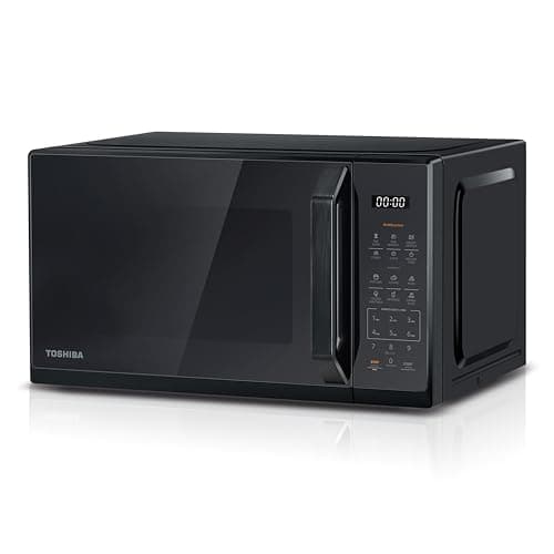 Image of TOSHIBA Black Mirror Microwave 20Liter 800W Digital Solo Small Microwave With 11 Power Levels, One Touch Express Cook with 6 Auto Menus, Defrost, Digital Display, Perfect for 9''Pizza, MW3-EM20PF(MB)