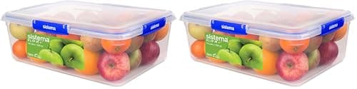 Image of Sistema KLIP IT PLUS Food Storage Containers | 7.5 L Rectangle | Stackable & Airtight Fridge/Freezer Food Box with Lid | BPA-Free Plastic| Recyclable with TerraCycle® (Pack of 2)