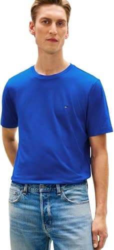 Image of Tommy Hilfiger Men's Ess Seasonal Reg Fit Solid Tee MW0MW39995 S/S T-Shirt, Blue, M