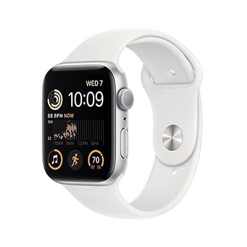 Image of Apple Watch SE (2nd Gen) (GPS, 44mm) - Silver Aluminium Case with White Sport Band, Regular (Renewed)