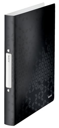 Image of Leitz 2 Ring Binder, Holds up to 190 Sheets, Wow Range, 25 mm Spine, 42570095 - A4, Black
