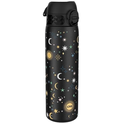 Image of Ion8 Lightweight Steel Water Bottle, 600 ml/20 oz, Non-Insulated, Leak Proof, Easy to Open, Secure Lock, Dishwasher Safe, Flip Cover, Fits Cup Holders, Carry Handle, Metal Water Bottle, Celestial