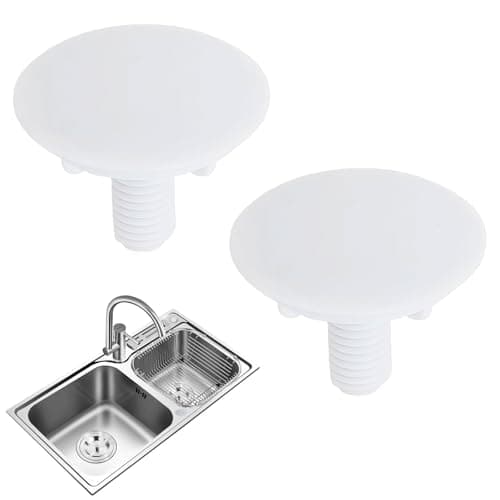 Image of 2Pcs Sink Hole Covers 49mm Sink Blanking Cap Kitchen White Plastic Sink Tap Hole Stopper Blanking Plug Cover for Bashroom Kitchen Sink Basin Countertop