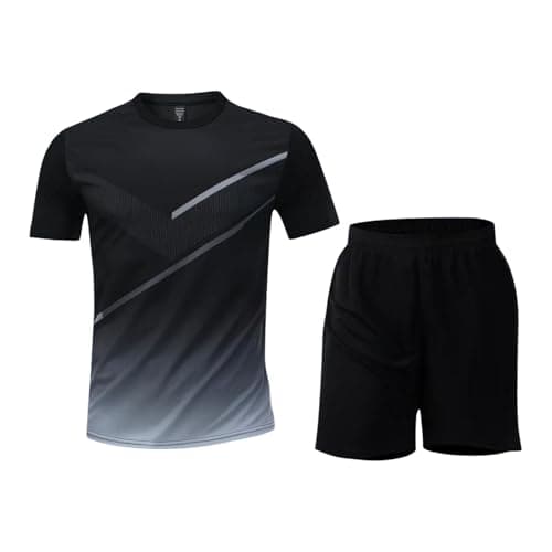 Image of Mens Shorts and T Shirt Sets Polo,Men's Quick Drying Sports Suit Short Sleeved Shorts Breathable Outdoor Running Clothes Fitness Training Clothes