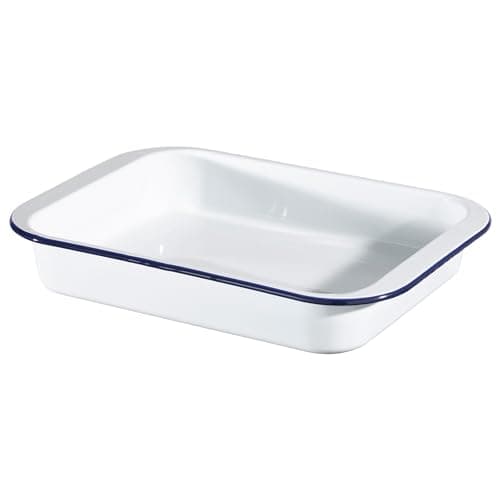 Image of Hairy Bikers Enamelled Cookware, Medium Roaster, PFOA Free, Oven Safe, Dishwasher Safe, White