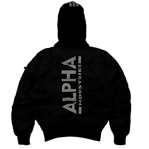 Image of ALPHA INDUSTRIES Men's MA-1 ZH Back Print Puffer FD Jacket, black/reflective, S