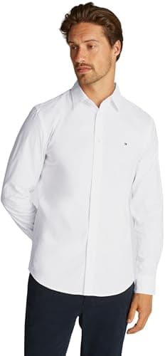 Image of Tommy Hilfiger Men’s Flex Poplin Kent Collar Business Shirt, White (Optic White), 3XL