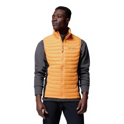 Image of Columbia Men's Powder Pass Hybrid Vest, Puffer Vest Body Warmer, Koi/Black, M