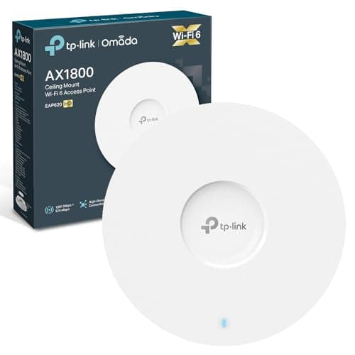 Image of TP-Link EAP620 HD AX1800 Ceiling Mount WiFi Access Point, Wireless Access Point, Seamless Roaming, Dual-Band WiFi 6, Omada Mesh, PoE+ Powered, Management, Adapter Included, High-Density Connection