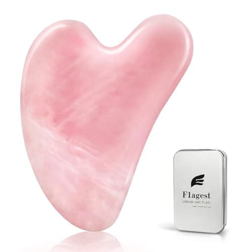 Image of Flagest Rose Quartz Facial Massage Tool, Heart Shape Rose Quartz Trigger Point Treatment on Face