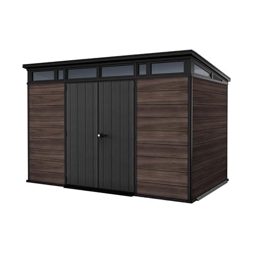 Image of Keter Signature Collection Pent 11x7ft Outdoor Storage Shed | Large Weatherproof Garden Building with 13.7m³ Capacity, Steel‑Reinforced Roof, Heavy‑Duty Floor & Lockable Double Doors