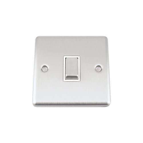 Image of A5 Intermediate Switch 1 Gang - Satin Matt Chrome - Classic - White Insert Metal Switch - 10 Amp Single 1 Gang