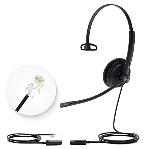 Image of Yealink Phone Headsets for Office Phones YHS34 Lite QD to RJ9 Wired Headset Compatible with Poly Avaya Snom Grandstream Phones Desk Landline Headset with Microphone -Mono/72g/2.1m Cable