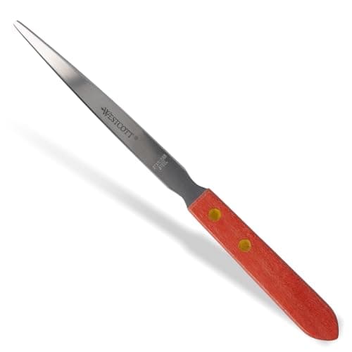 Image of Westcott Letter Opener with Wooden Handle | Premium Letter Opener with Stainless Steel Blade | Ergonomic Wooden Handle in Brown | Opens Letters Easily and Cleanly | E-29694 00