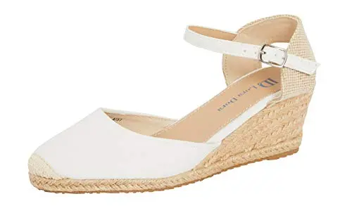 Image of Lora Dora Womens Hessian Wedge Sandals White with Memory Foam 7 UK