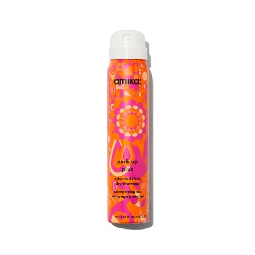 Image of amika perk up plus extended clean dry shampoo spray - lightweight + buildable dry volume shampoo - infused with scalp-friendly mandelic acid + arrowroot powder - talc-free + invisible finish (79 ml)