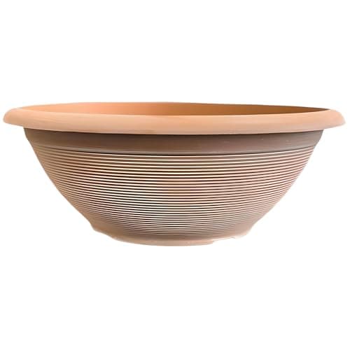 Image of 17Inch Garden Bowl Planter Round Decorative Plant Pot Indoor Outdoor Lightweight White or Terracotta Tub for Flowers Herbs Shrubs Patio Balcony Durable Weather Resistant (1, Powdered Clay)