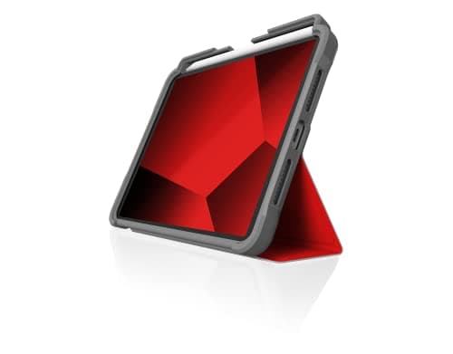 Image of STM Dux Plus for iPad Mini 6th Gen (2021, 8.3 inch) - Rugged Case with Apple Pencil Holder, Magnetic Closure-to-Stand and Sleep/Wake Cover - Mil-Spec Drop Tested - Red (STM-222-341GX-02)