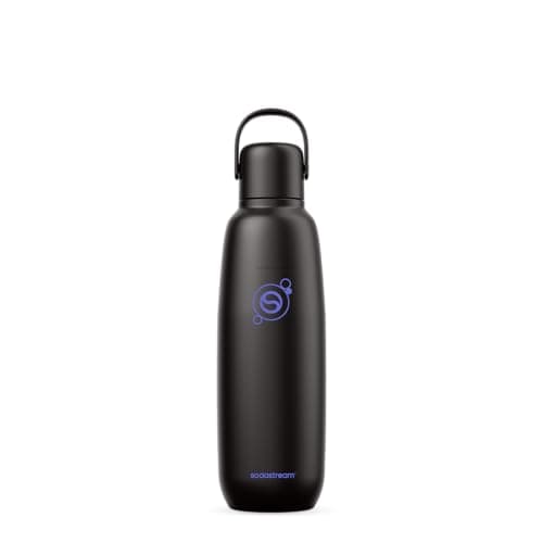 Image of sodastream Fizz & Go Stainless Steel, 0.9L Double Insulated Carbonated Drinks Bottle, Keeps Hot or Cold For 12hrs, Compatible with Sparkling Water Machine, Fizzy Water Bottle, Black