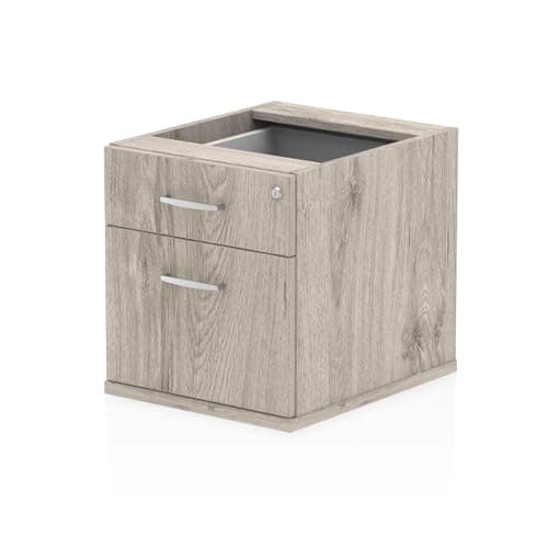 Image of OPO Impulse Freestanding Contract Fixed Pedestal with Foolscap Filing Mechanism & Lockable 2/3 Drawers | Heat Resistant Beech Melamine Finish Grey Oak 2 Drawer