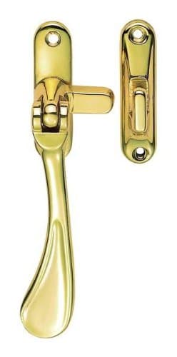 Image of Carlisle Brass - Victorian Spoon End Window Casement Fastener Handle Non-handed for Wooden/Timber Windows (Polished Brass)