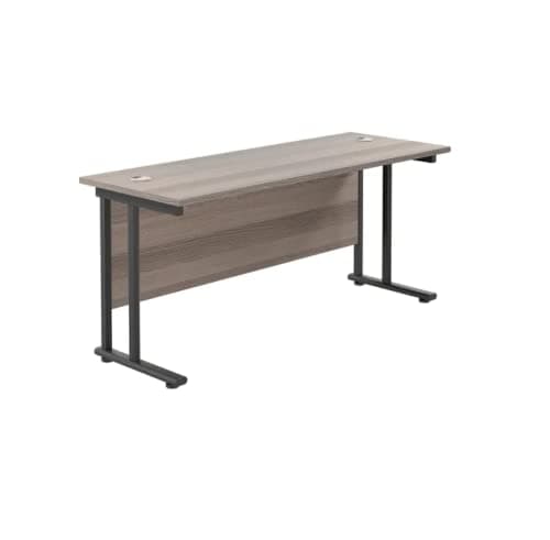 Image of Jemini Rectangular Double Upright Cantilever Desk 1800x600x730mm Grey Oak/Black KF820215