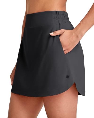 Image of G4Free Tennis Skirt Skort Women's A-Line Golf Mini Skirts Elastic Athletic High Waisted Soft Casual with Shorts 4 Pockets(Black,M)
