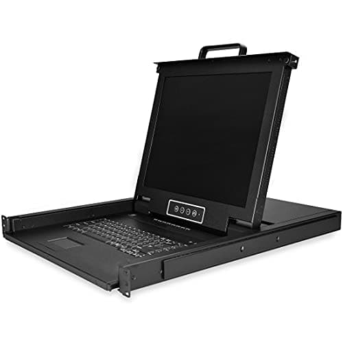 Image of StarTech.com 8 Port Rackmount KVM Console w/ 6ft Cables - Integrated KVM Switch w/ 17" LCD Monitor - Fully Featured 1U LCD KVM Drawer- OSD KVM - Durable 50,000 MTBF - USB + VGA Support (RKCONS1708K)