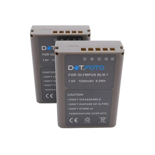Image of 2 x Dot.Foto BLN-1 Premium 7.6v / 1220mAh Rechargeable Battery for Olympus OM-D E-M1, E-M5, E-M5 II, Pen E-P5, Pen-F, HLD-6