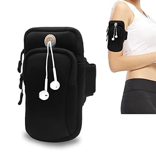 Image of Running Armband Phone Holder, Strap for phone running, Mobile Armband Bag, Compatible for iPhone XS MAX XR 12/11/8/7 Plus,Cellphone Up to 6.3" (Black)