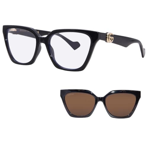 Image of Gucci Women's Gg1542s Sunglasses, Black-Black-Transparent, 55
