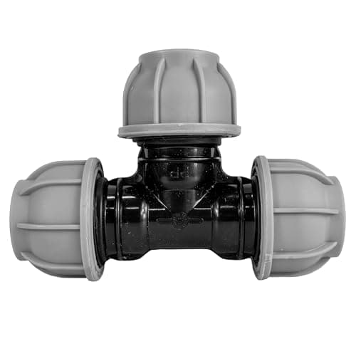 Image of MDPE Compression Fitting PN10 - Tee 25mm x 25mm x 25mm - Durable Pipe Connector for Water Supply and Irrigation Systems