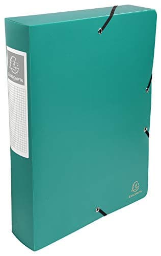 Image of Exacompta - Ref 59883E - Uni PP Elasticated Filing Box - 250 x 330mm in Size, Suitable for Holding A4 Documents, 60mm Spine, Opaque Polypropylene, Spine Label - Green