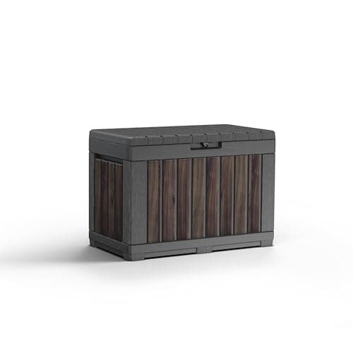 Image of Keter Signature 190L Kentwood Outdoor Garden Storage Box - Rosewood | Compact, Weather‑Resistant Storage with Lockable Lid & Multi‑Functional Design