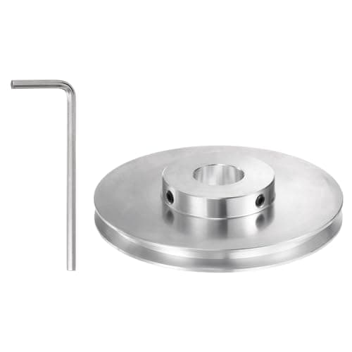 Image of sourcing map V-Type Pulley 20mm Bore 100mm Outer Dia Single Groove Aluminum Alloy for 6mm PU Round Belt Motor Shaft Drilling Machine with Installations