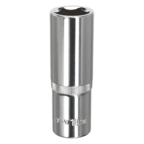 Image of Sealey SP1218D Walldrive Fully Polished Deep Socket, 1/2" Square Drive, 17mm