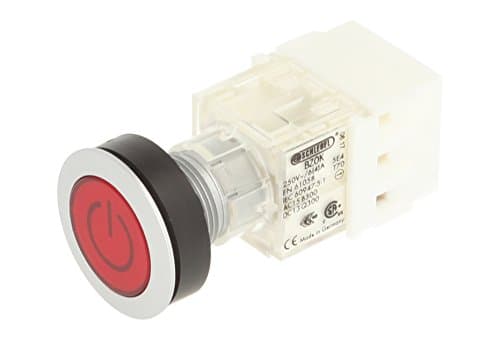 Image of Schlegel 23.000.375 Push Button Silver-Coloured, Button Cap Red, Label Symbol On/Off, Push Contact Sensor 1 Opener, Screw Connection