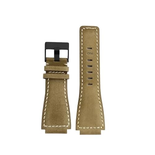 Image of DKWOIS Compatible With Bell & Ross B&R BR-01 BR-03 Strap Leather Watchbands Men's wristband Wrist Belt Bracelet 34 * 24mm Convex(Olive green black)