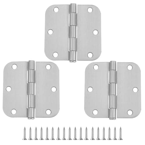 Image of PercyEffie 3 PackStainless Steel Ball Bearing Door Hinges, 3.5''X 3.5'' Bearing 5/8'' Radius Corner,Smooth and Quiet,Heavy Duty Commercial Grade Exterior, Interior, Outdoor, Non Removable Pin, Brushed