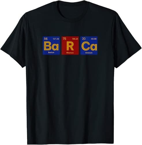 Image of Barcelona Barca Periodic Perdion System Chemie Kids Womens Mens T Shirt Large Black