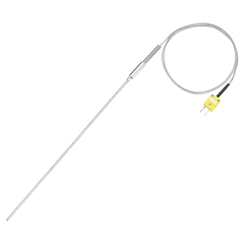 Image of sourcing map K Type Thermocouple with Plug, Meter Temperature Sensor Probe -50 to 1100°C(-58 to 2012°F) Stainless Steel, 4x300mm 3.3ft Wire