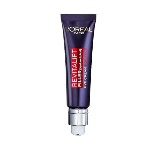 Image of L'Oreal Paris Revitalift Filler Eye Cream For Face Moisturing cream, Efficacy & Safety of eye-cream, for the full face, Formulated with Hyaluronic Acid, to Deeply Hydrate and Visibly Replump, 30ml