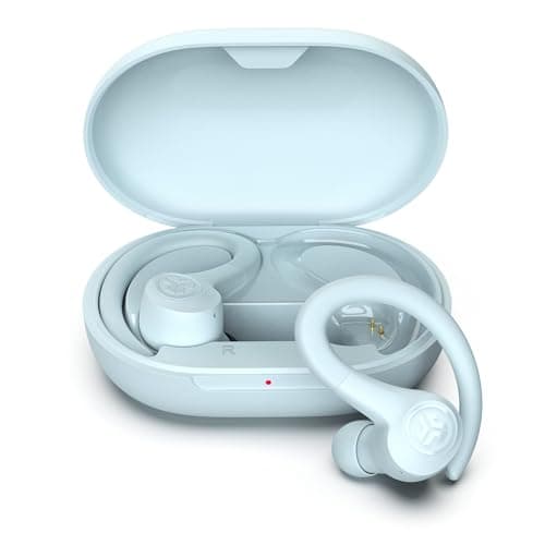 Image of JLab Go Air Sport+ Running Headphones - True Wireless Headphones Bluetooth, Hook Over Ear Earbuds for Sports & Gym, 35+ H Playtime In Ear Buds, IP55 Sweat-Resistant, Be Aware Mode, Light Blue