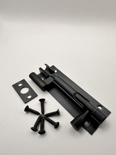 Image of Black Slide Bolt Door Lock – Cranked/Straight Neck, Heavy-Duty Tower Bolt with Screws – Shed, Bathroom, Bedroom, Gate, Cupboard Lock – Pack of 1 38mm,40mm,75mm,102mm (25x75mm Necked Bolt-Black)